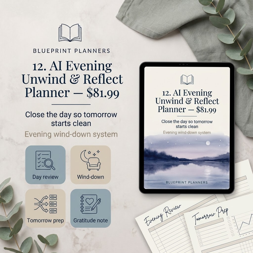 AI Evening Unwind & Reflect Planner for Neurodivergents